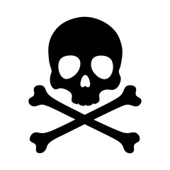 Black and white image of a skull and crossbones symbol design