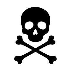 Skull and crossbones icon, the universal symbol of death and danger