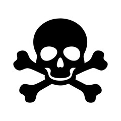 Classic black and white skull and crossbones as a sign of danger