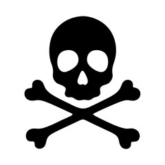 Black and White Silhouette of Skull and Crossbones Symbol of Danger