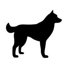 Elegant Black Silhouette of a Husky Dog Against a White Background