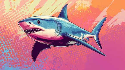Majestic Shark Leaps Gracefully Out of Ocean at Sunset, Capturing Nature's Raw Beauty and Power