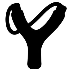 Naklejka premium Black silhouette of a slingshot toy, potentially for kids, games, or hunting