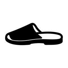 Simple black silhouette image of a comfortable house slipper, perfect for relaxation