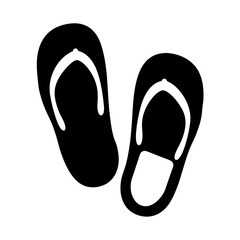 Black and White Graphic Illustration of Summer Flip Flops on White