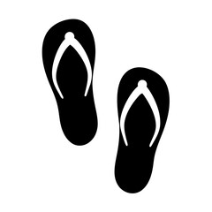 Pair of black flip flops isolated on white background in simple style