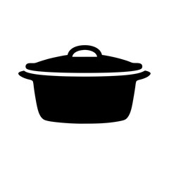 Stylized illustration of a black covered pot for cooking or baking