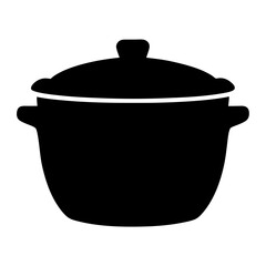 Black silhouette of a lidded cooking pot, representing food preparation at home