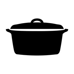 Black silhouette of a covered cooking pot, for culinary purposes and use