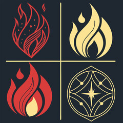 vector set of fire