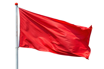 red flag fluttering in the wind isolated on white background PNG. GENERATIVE AI