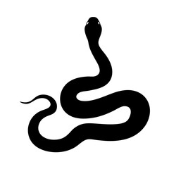 Black snake silhouette illustration against white background in a winding position