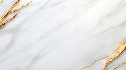 Gold accents on a white marble background
