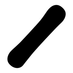 Simple elongated black snowboard silhouette on a white isolated background image