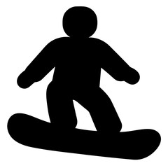 Black Silhouette of a Person Snowboarding Downhill in a Minimalist Style