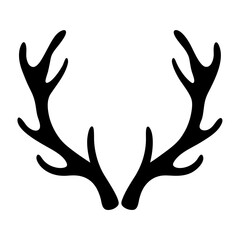 Simple black deer antlers icon with elegant branch shapes, on white