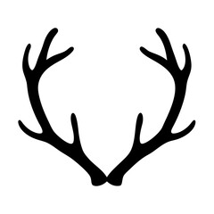 Stylized Black Silhouette of Deer Antlers on a Clean White Background