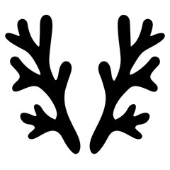 Obraz premium Stylized Reindeer Antlers in Black Silhouette on White Background Illustration