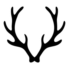 Simple black silhouette of deer antlers against a clean white backdrop