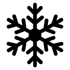Black snowflake with six points on a white background for winter theme