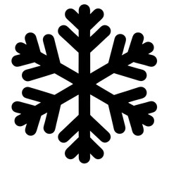 Stylized six pointed black snowflake design on a white background image