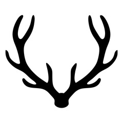 Obraz premium Silhouette of deer antlers on a white background, graphic illustration