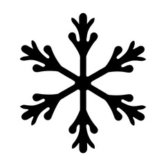 Simple Stylized SixPointed Snowflake with Branching Arms in Black and White
