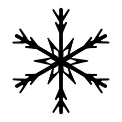 Fototapeta premium Detailed intricate silhouette of a beautiful symmetric snowflake on a white background