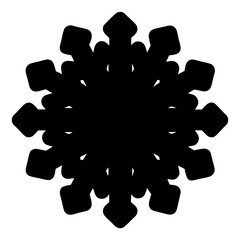 A Simple Black and White Graphic of a Snowflake with Rounded Edges