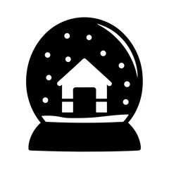 Icon illustration of a Christmas snow globe with a house inside it