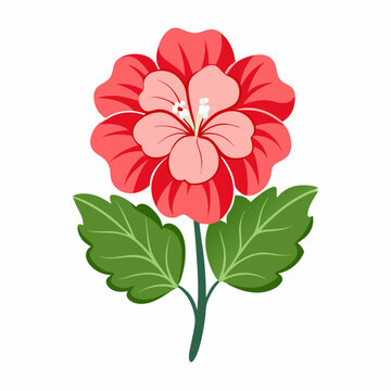 red hibiscus flower on green stem clip art preview