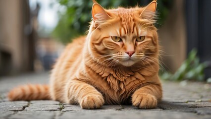 Adorable Ginger Tabby Cat with Golden Eyes Looking at Camera