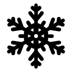 Elegant black snowflake with intricate details against a clean white background