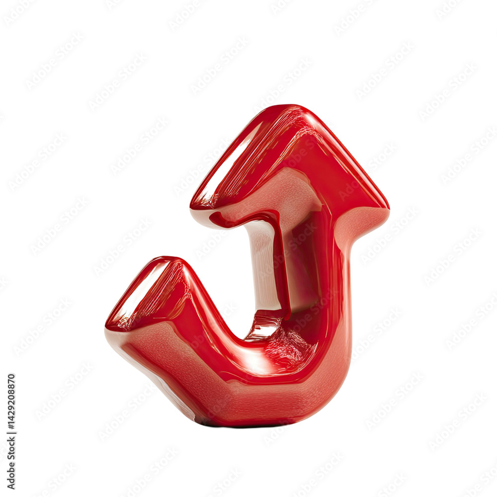 Aufkleber glossy red upward arrow floating against a transparent background offering a visual of growth or dir
