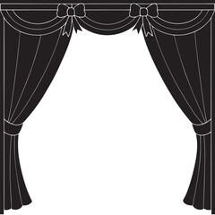 Theater Curtains Drape Silhouette Stage, vector