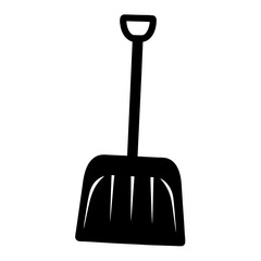 Simple black and white snow shovel vector illustration for winter tasks