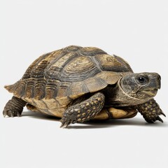 Obraz premium Green turtle with detailed shell texture isolated on white background