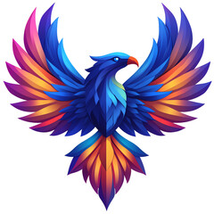 Obraz premium Majestic phoenix with vibrant purple and orange wings on transparent background
