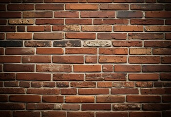 A red brick wall with a black background.
