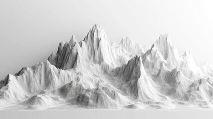 Monochromatic mountain range, digitally rendered.