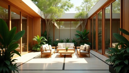 Fototapeta premium Cozy living room with comfortable couch and stylish table in a bright and vibrant interior design scene