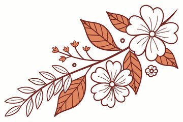 Trio of Leaf and Flower Doodles Diagonal