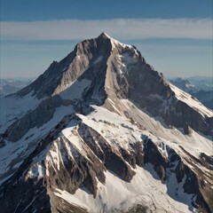 Majestic Snow-Capped Mountain Peak Under a Clear Blue Sky in the Alps