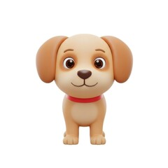 Cute puppy cartoon character toy animation render isolated on white background