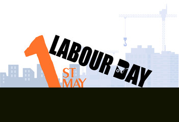 Labour Day 1st May Illustration with Workers and City Construction Background