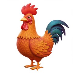 Fototapeta premium Cartoon rooster illustration farm animal poultry art isolated on white background