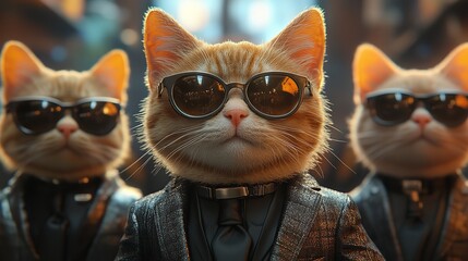 Cat in business suit and sunglasses executive in an office