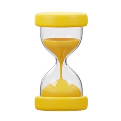 Yellow hourglass time management deadline countdown isolated on white background