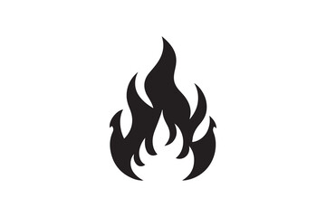 Silhouette icon of a fire icon, isolated on a white background