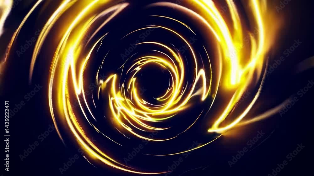 Poster the phrase 'yellow dark glowing enchanting magic time spiral animation' is a descriptive sequence of